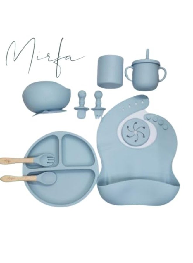 Silicone baby feeding set, with suction cups at the bottom for strong suction, not afraid of being knocked over